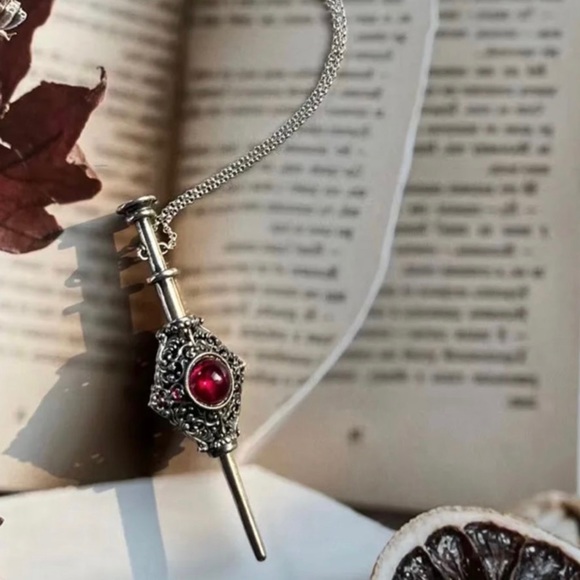 Witch Wand Pendant Harry Potter Sorcery Necklace Sorcery Grindelwald Blood Pact - Picture 4 of 6